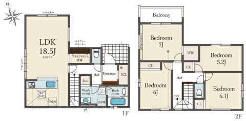 堺市堺区山本町　第1期　新築一戸建ての間取り