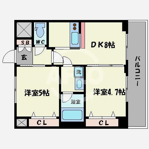 エステムプラザ難波WESTⅡプレディア　　塩草立葉小学校区の間取り|エステムプラザ難波WESTIIプレディア　間取り