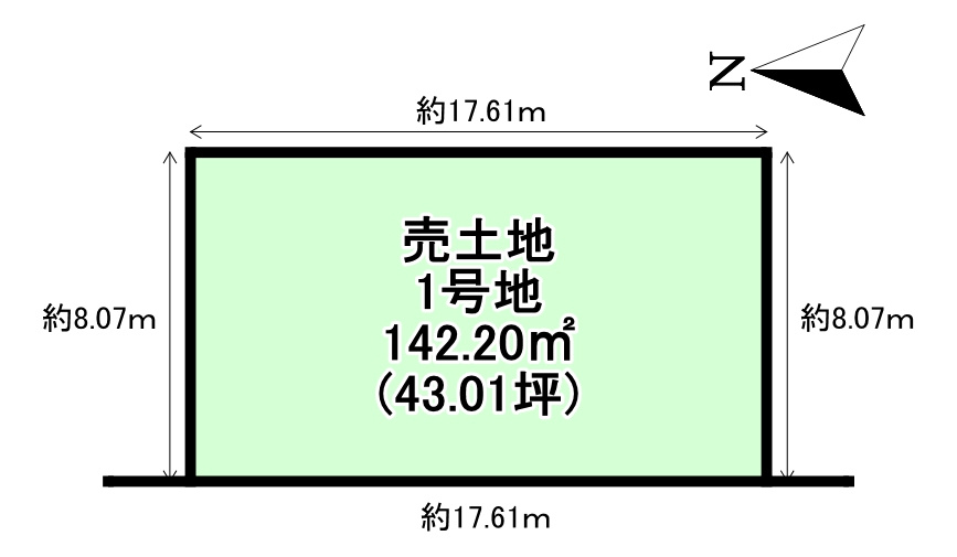 売土地　橿原市忌部町の土地図|1号地　土地面積:142.20ｍ2