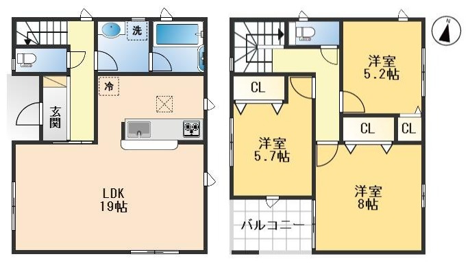 摂津市鳥飼和道2丁目　新築戸建の間取り