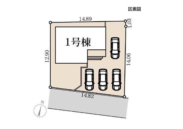 新築　高崎市八幡町第10　Livele Garden.S　１号棟の区画図|1号棟　区画図　南側接道幅員約3.7ｍ

