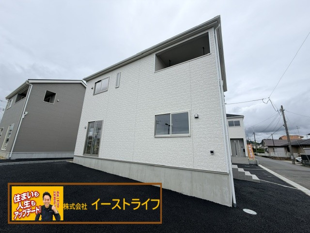 【新築戸建】いわき市中岡町第7の外観|4号棟写真　いつでもご案内できます！お気軽にご連絡ください！住宅ローンや他にお借入がある方に関してのお悩みも、先ずはご相談ください。（担当：梶田）