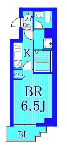 エスポワール横浜の間取り|1Kタイプの使いやすい間取りです。