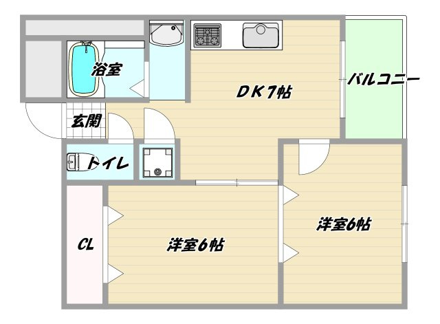 大阪市淀川区宮原１丁目の賃貸マンションの間取り