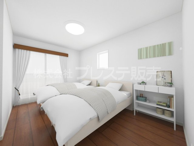 奈良市中山町西２丁目の新築一戸建の洋室|２階洋室（主寝室）完成イメージ／全室南東向きですので、陽あたり良好です♪