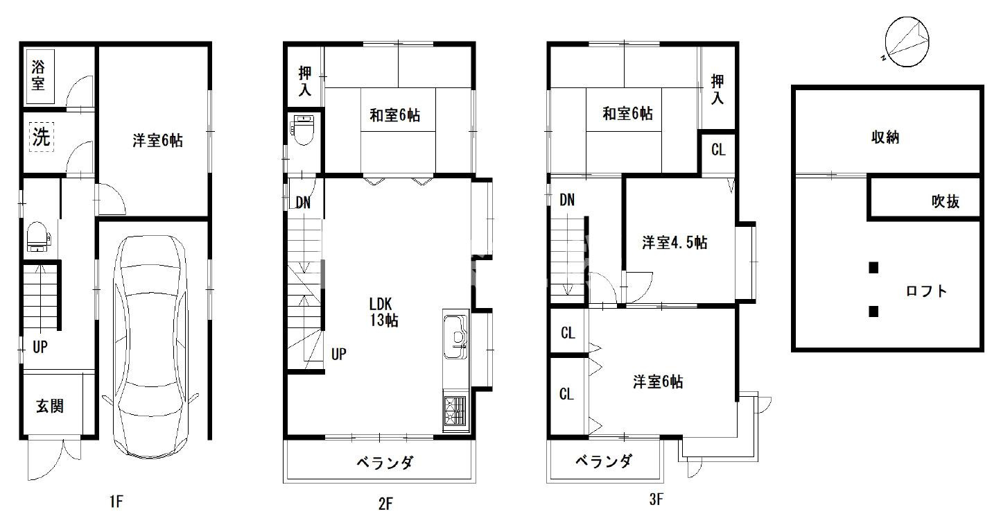 東淀川区豊里６丁目　中古戸建の間取り