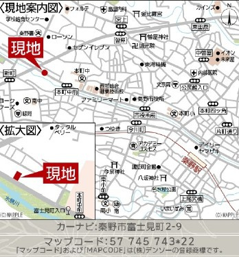 【地図】 | 秦野市富士見町　新築戸建て　本町中学校徒歩4分