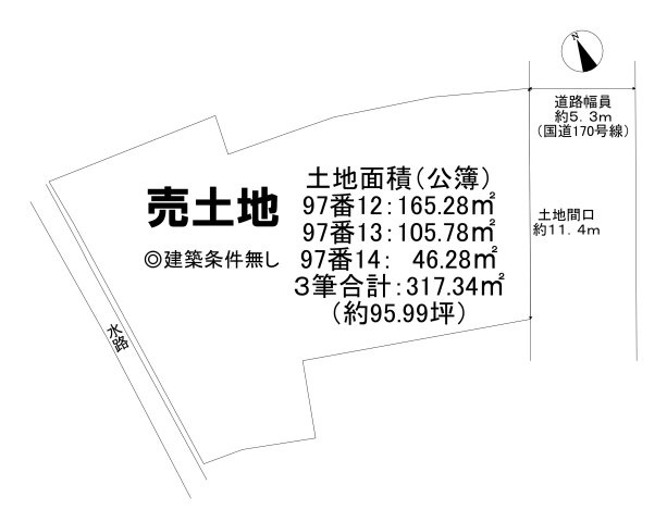 仏並町　売土地の土地図|【土地約９５．９９坪】資材置場をお探しの方必見！事業用地として活用しやすい土地です。