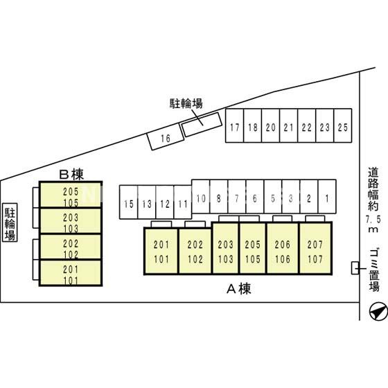福知山市字堀のアパートの区画図