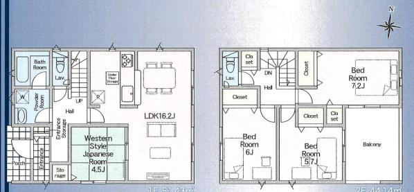 蓮田市西城第4　新築一戸建て　クレイドルガーデンの間取り|2部屋から行き来できるバルコニーは採光良好で洗濯物も沢山干せます♪