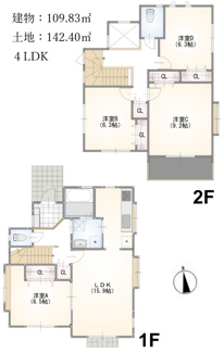 【間取り】 | 【仲介手数料無料！！】多摩市連光寺4丁目　リノベーション　中古戸建て　3997万円 | 4LDK　建物：109.83㎡　1997年8月築　土地：142.4㎡（整形地）