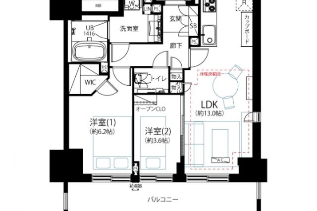渋谷区代々木１丁目の中古マンションの間取り