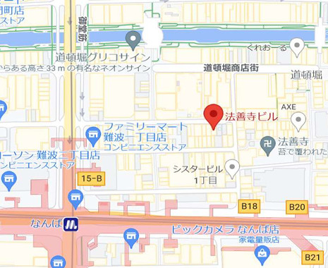 大阪市中央区難波１丁目の店舗一部の地図