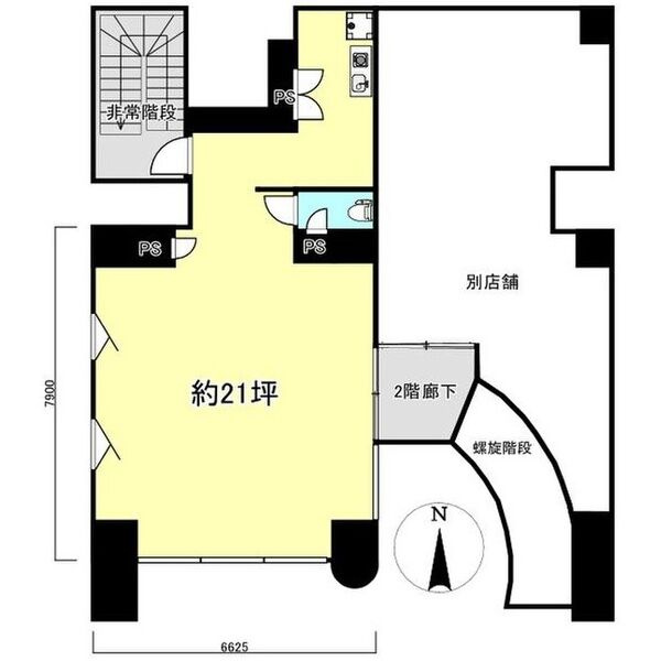 大阪市中央区難波２丁目の店舗事務所の間取り