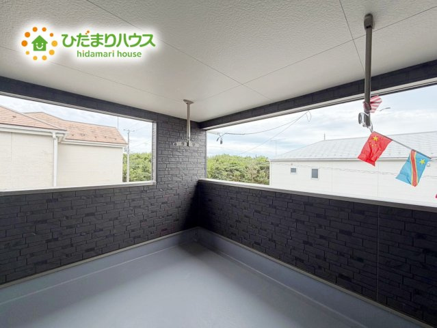 いわき市平豊間第9　新築戸建　1号棟のバルコニー|屋根付きの広々インナーバルコニーは、共働きのご家庭の強い味方！急な雨でもお洗濯物の心配がいりませんね(^^)/