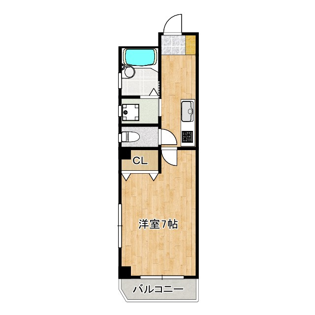 クリスタルガーデンの間取り|7帖と広めの居室♪トイレ風呂別♪