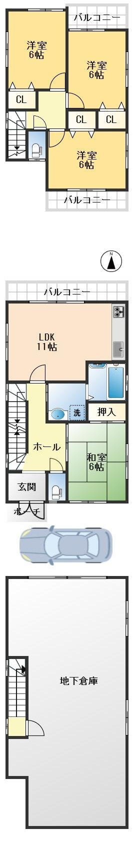 吹田市原町3丁目　中古戸建の間取り