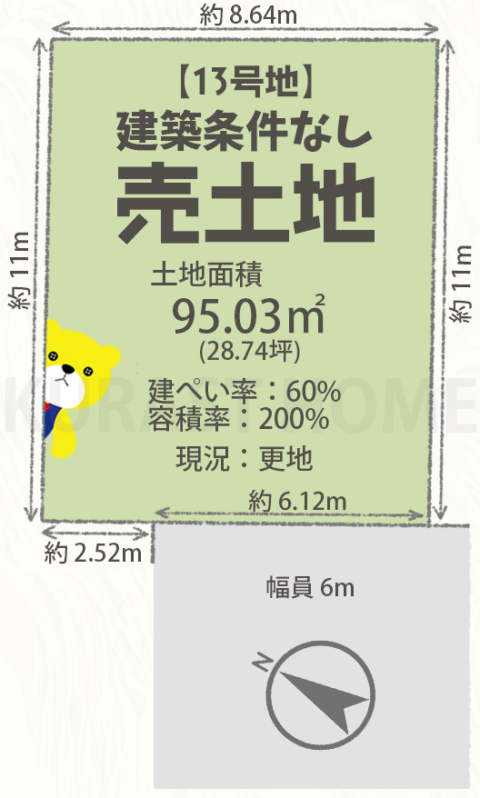 長岡京市長法寺力池　建築条件なし土地