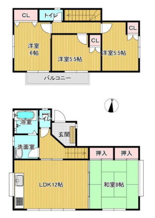 笠間市大田町　中古戸建の間取り