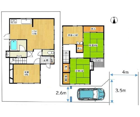 愛宕山の間取り|6帖以上の居室が3部屋あるゆとりある間取
