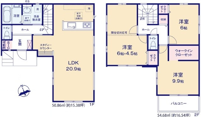 牛久市南　15期　新築戸建ての間取り|間取り図です♪
実際の空間の広さや陽当たり、風通しなどは現地でご確認できます♪