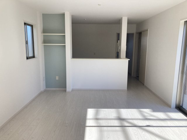 リガーレ　前橋市駒形町1期　新築住宅　1号棟の居間・リビング|おしゃれな17帖リビングです