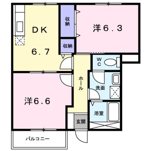 ユートピアヒラオ　Ａの間取り