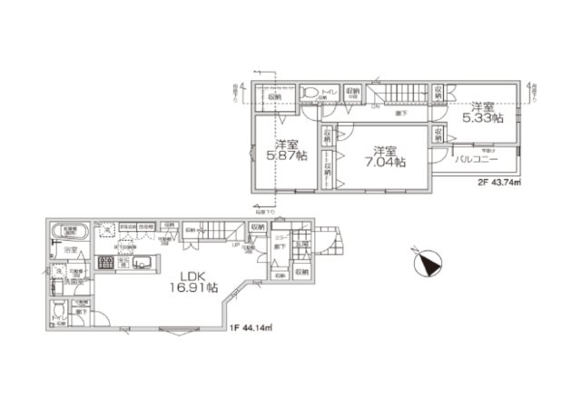 羽村市小作台7期の間取り|3LDK　シューズインクローゼット、各居室に収納がついており、収納量豊富です。