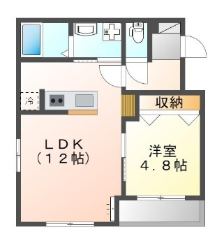 ソレイユ平和島の間取り|東向きバルコニー南東角部屋カウンターキッチンの1LDK
