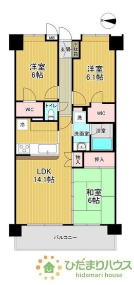【間取り】 | グランシャルム土浦レイクサイド | 全居室収納完備でゆとりのある住空間。