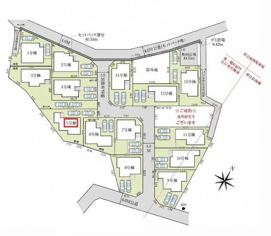 入間市高倉5丁目・全15棟　新築一戸建　5号棟の区画図|【全15棟・5号棟】
縦列駐車2台可能です。