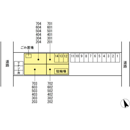 コンフォール空港通りの区画図
