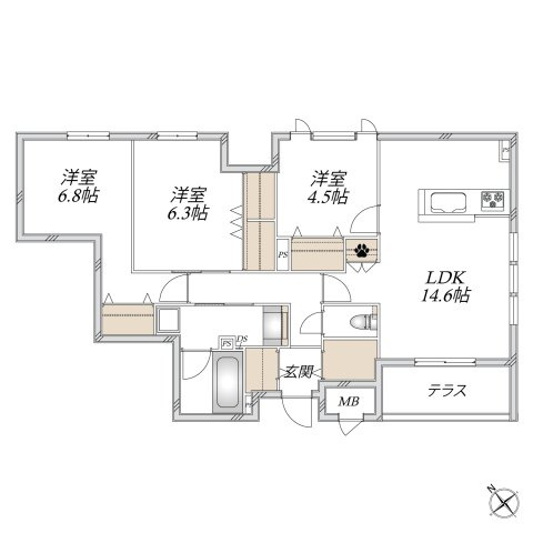 【間取り】 | (仮称）川口市飯原町メゾン　北棟 | 14帖超のLDKをはじめ、ゆったりとしたお部屋です