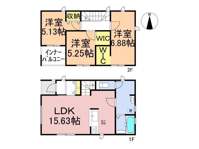 【商談中】リーブルファイン　岐阜市東鶉第３　全5区画分譲の間取り|■２号棟　■ヤマダ不動産　株式会社リライフ　
■夢のマイホーム購入をフルサポートします！