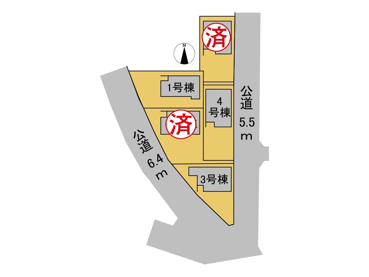 リーブルファイン　岐阜市東鶉第３　全5区画分譲の区画図|■区画図
■YAMADA電機の　ヤマダ不動産　株式会社リライフ　
いつでもお問合わせ下さい。
