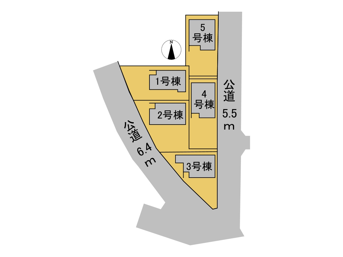【商談中】リーブルファイン　岐阜市東鶉第３　全5区画分譲の区画図|■区画図
■YAMADA電機の　ヤマダ不動産　株式会社リライフ　
いつでもお問合わせ下さい。