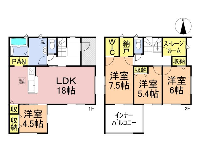 リーブルガーデン　本巣郡北方町高屋　全3区画分譲の間取り|■2号棟　■ヤマダ不動産　株式会社リライフ　
■夢のマイホーム購入をフルサポートします！