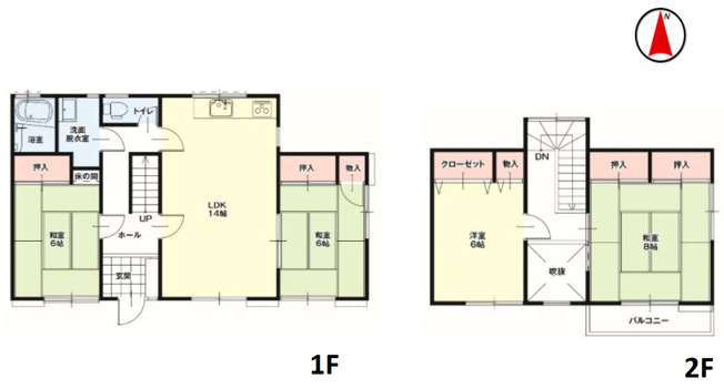 【間取り】 | 邑楽郡大泉町朝日１期　中古戸建住宅 | 1階和洋室の使いやすさと2階洋室・バルコニーを備え、リフォームで現代的に生まれ変わった4LDKです。