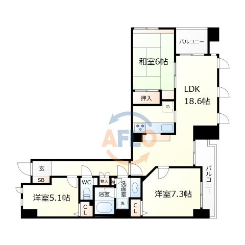 ステイツ清水谷上町台（真田山小学校区）の間取り|ステイツ清水谷上町台　間取り