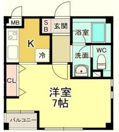 ワンズホーム大森の間取り|洋室7帖バストイレ別独立洗面台