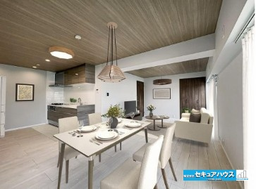 【中古マンション】名古屋市南区シャルマンコーポ北頭の居間・リビング|【リビング】※家具はイメージになります。
◆通学から帰宅し、リビングルームで会話を楽しむ子ども達。リビングから臨む景色は太陽色に染まり、解放感溢れゆったりとしたひと時を過ごすことが出来る素敵な空間です