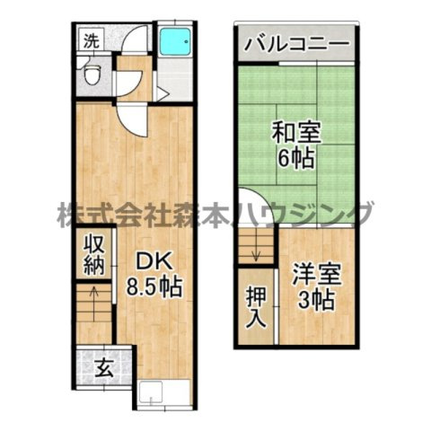 【間取り】 | 　寝屋川市日新町15テラスハウス