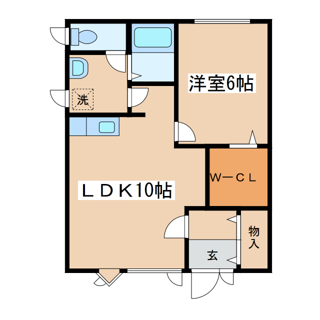 釧路市若松町のアパートの間取り