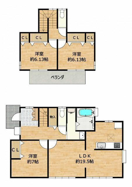 宇都宮市横山１丁目　３ＬＤＫ　中古住宅の間取り