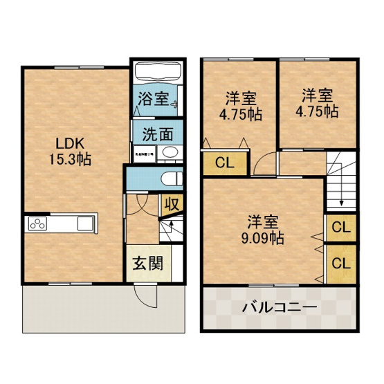 【間取り】 | メゾン・ファミリア芥川Ⅲ