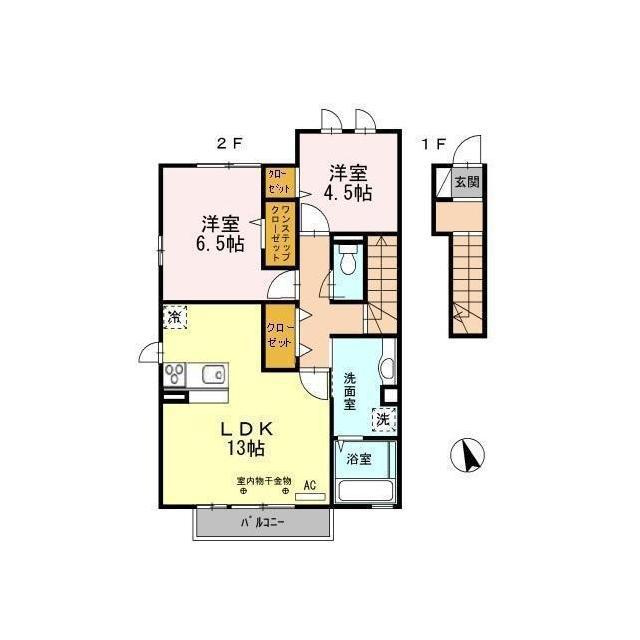 各務原市鵜沼羽場町３丁目のアパートの間取り