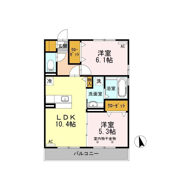 各務原市那加石山町２丁目のアパートの間取り