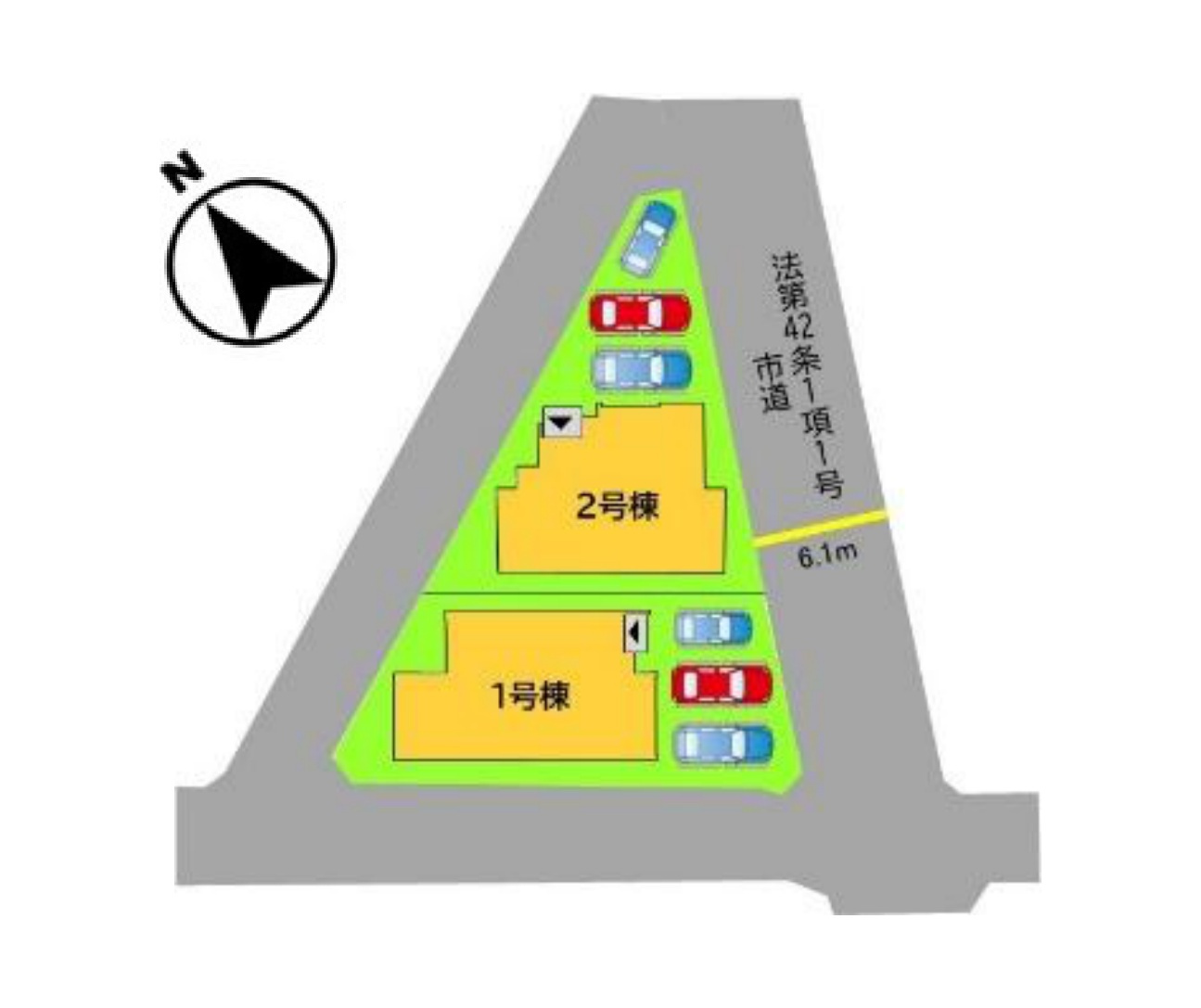 福岡市南区曰佐5丁目第4-2棟（2号棟）の区画図|配置図（2号棟）