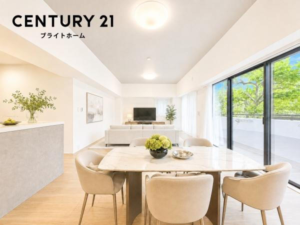 グランフォルム藤が丘の居間・リビング|自慢したくなるリビング！
形も良く家具の配置にも困りません。
※家具等はCGでの参考レイアウトです。