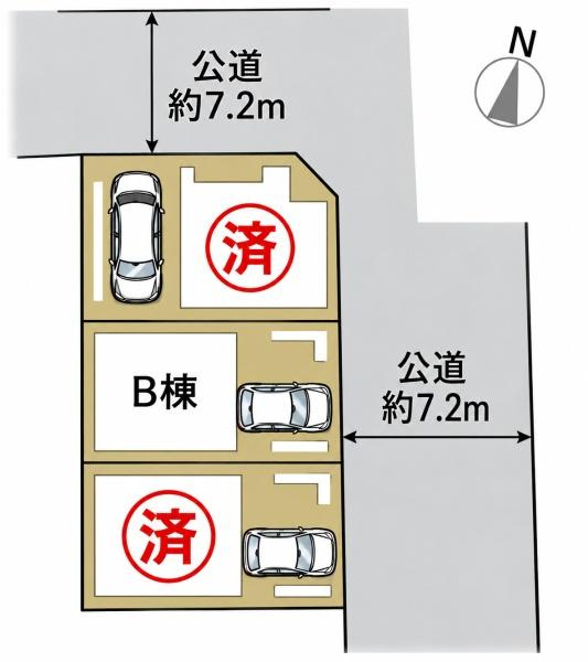 横浜市磯子区丸山２丁目の新築一戸建の区画図|早くも最終一棟！全3区画のB号棟になります。
是非現地をご覧ください！